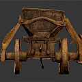 Vintage Wooden Hand Cart With Two Wheels And Traditional Crafted Structure Design