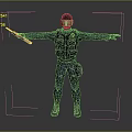 Game Movie Character With Black Helmet Yellow Goggles Tactical Vest Rifle And Dark Blue Outfit