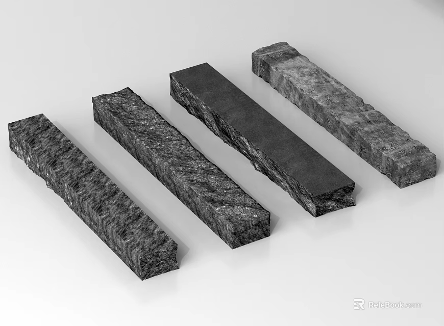 Natural Rugged Rockery Stones with Long Shapes for Garden Landscaping Decoration 3d model 