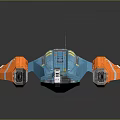 Blue And Orange Futuristic Spaceship With Complex Structure And Detailed Engines 3d model