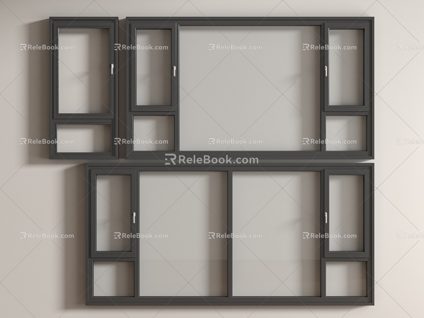 Floor-to-ceiling window, balcony window, casement window 3d model