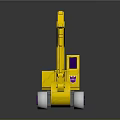 Yellow Cartoon Style Toy Excavator With Purple And White Tracks