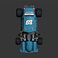 Blue Toy Car With Large Wheels Engine Pipes And Stylish Design