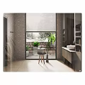 Modern Bathroom Interior With Large Mirror Vanity And Natural Light Through Window