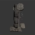 Ancient Architectural Ruins Featuring Gray Brick Walls Damaged Edges And Stone Column Structure 3d model