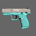 Teal and Light Gray Modern Pistol with Ergonomic Grip and Smooth Finish