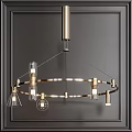 Modern Contemporary Chandelier With Brass Circular Frame And Glass Hanging Lights