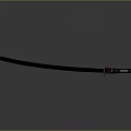 Katana With Black Scabbard Red Handle Long Blade On Gray Gradient Background And Reflection