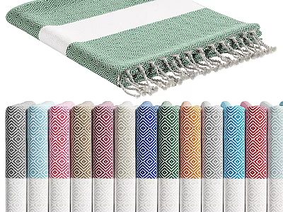 Geometric Pattern Towels In Assorted Colors With Fringe For Everyday Household Use 3d model