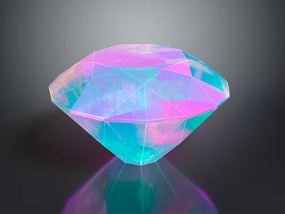 Shiny Colorful Iridescent Diamond Geometric Cut Jewelry For Fashion Clothing Accessories 3d model