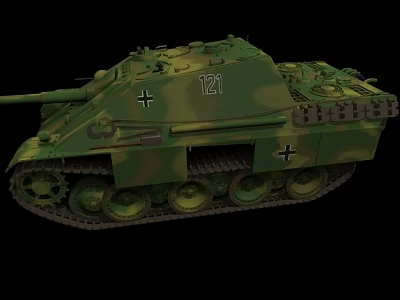 Vintage German Tank With Camouflage Paint Number 121 And Cross Insignia 3d model