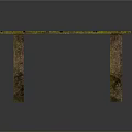 Rustic Handcrafted Wooden Table With Red Yellow Planked Tabletop And Textured Legs
