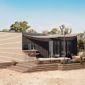 Modern Single Family House Featuring Wooden Exterior Outdoor Patio Furniture and Trees