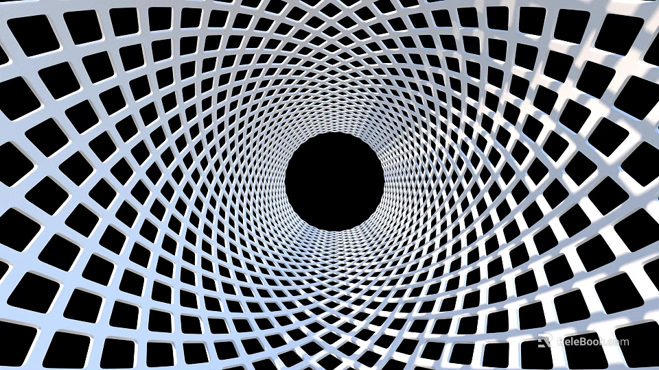Black and White Spiral Lines Creating Geometric Pattern Featuring Central Black Circle 3d model 