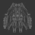 Advanced Cosmic Spaceship Red Gray Exterior Complex Design With Propulsion Engines