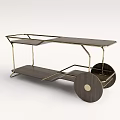 Elegant Modern Sideboard Cabinet With Metal Frame Wooden Top And Wheels