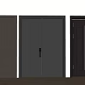 Modern Double Doors Featuring Vertical Stripes Louvered Design and Metal Lock in Brown Gray Tones