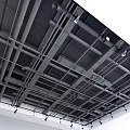 Modern Industrial Ceiling Design With Open Metal Framework And Track Lights 3d model