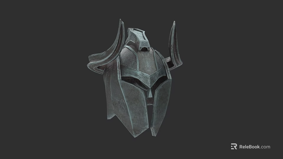 Mythical Metal Warrior Helmet With Sharp Horns And Angular Design For Combat Use 3d model 