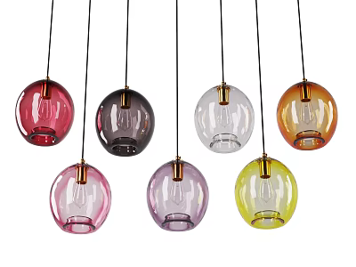 Modern Colorful Spherical Glass Pendant Lights for Home Decorative Hanging 3d model