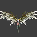 Ethereal Fantasy Character With White Feather Wings And Green Vine Decorations