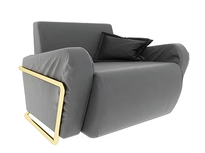 Gray Single Sofa With Gold Metal Frame And Black Cushion Modern Design 3d model