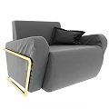 Gray Single Sofa With Gold Metal Frame And Black Cushion Modern Design