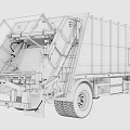 Dark Blue And Yellow Garbage Truck With Rear Loading Mechanism And Waste Collection Function
