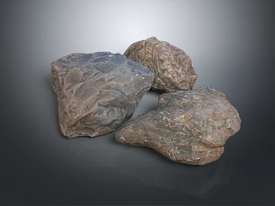 Natural Stone Pieces Featuring Textured Surfaces And Diverse Color Patterns 3d model