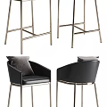 Modern Black Leather Bar Stools With Sleek Metal Frame And Comfortable Backrest Design
