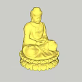 Golden Sitting Buddha Sculpture Carving With Smooth Surface And Lotus Base