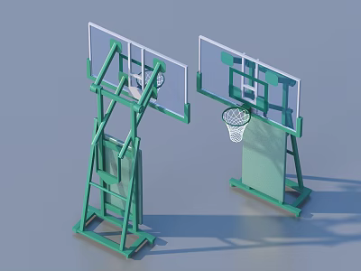 Green Portable Basketball Hoops Featuring Clear Backboards White Rims and Sturdy Frame 3d model