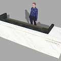Contemporary Reception Desk With Black Frame And White Marble Countertop Design