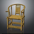 Handcrafted Natural Bamboo Chair With Armrests And Intricate Backrest Design