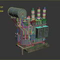 Industrial Teal Colored Power Transformer With Insulation Bushings And Base Structure