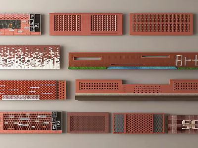 Modern Red Brick Wall Enclosure 3d model