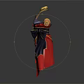 Traditional Red Robe With Blue Gold Decorations Black Belt And Tassels