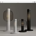 Modern Stylish Table Lamps With Transparent Elements And Grid Patterns In White Black 3d model