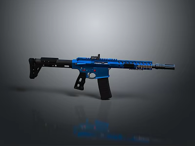 Modern Tactical Rifle With Blue And Black Finish Ergonomic Grip And Picatinny Rail 3d model