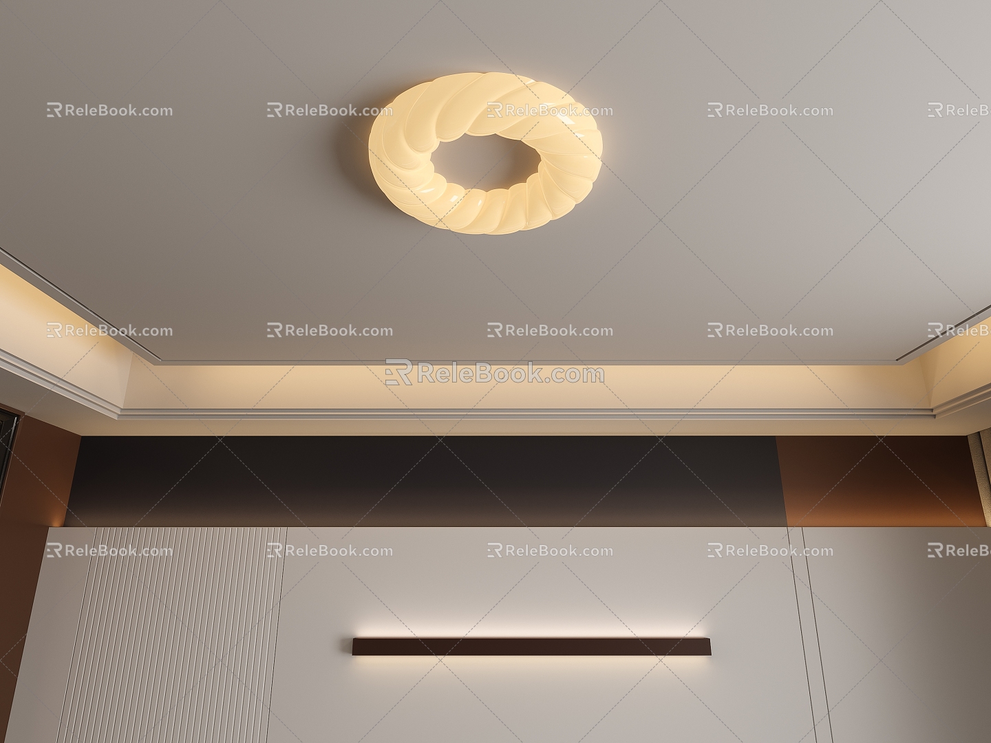 modern ceiling lamp cream ceiling lamp spiral 3d model