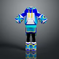 Blue White Yellow Hoodie With Number 11 Geometric Pattern Shorts And Matching Shoes
