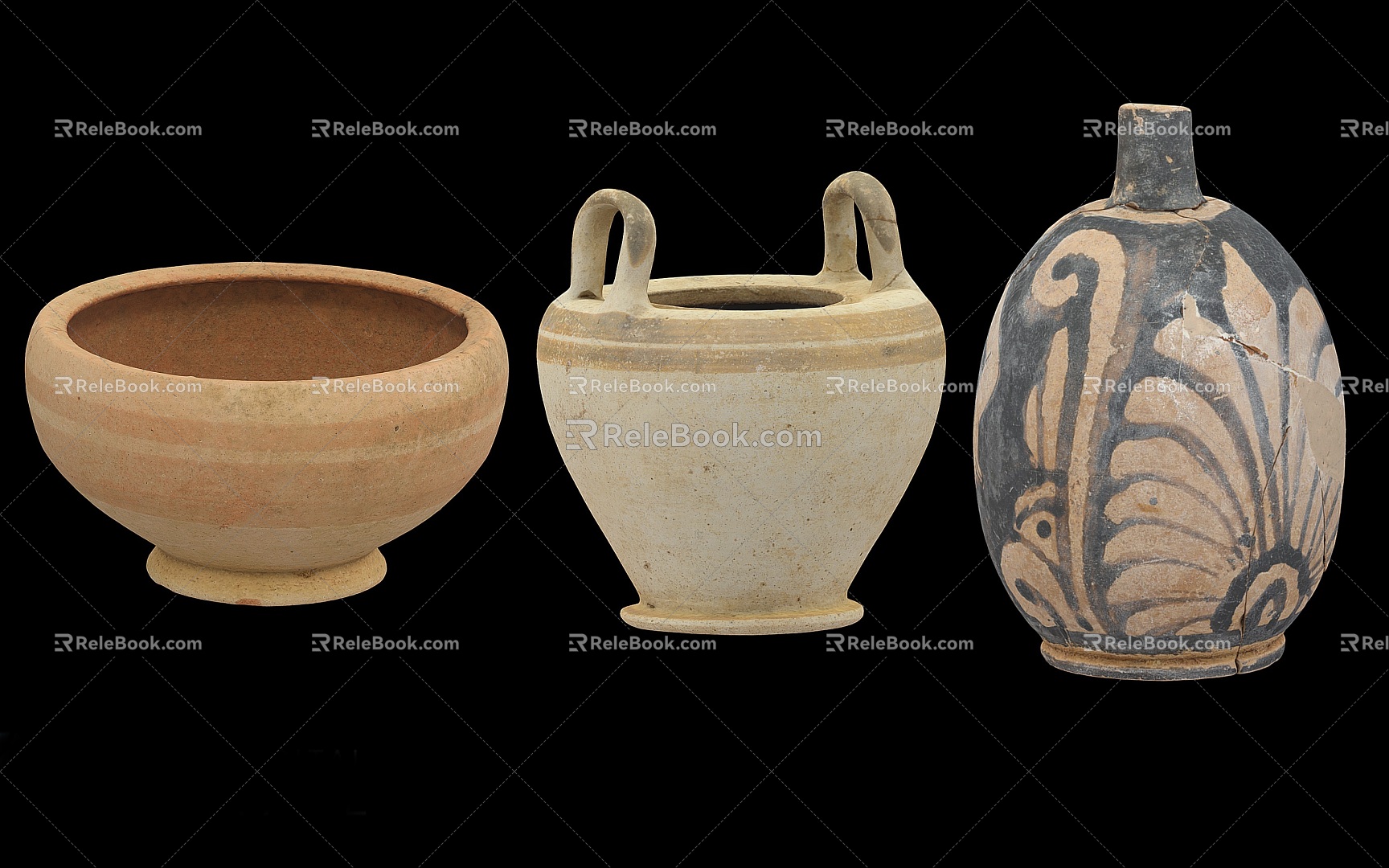 Vintage Pottery Pot Old Jar Ceramic Utensils Clay Pottery Pot Broken Jar 3d model