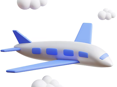 Blue And White Space Shuttle Flying Through Clouds In Space Exploration View 3d model