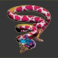 Colorful Skeleton Character With Purple Outfit And Pink White Patterned Snake Body