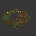 Bird Nest Crafted From Intertwined Branches With Natural Circular Shape 3d model