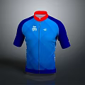 Blue Cycling Jersey With Red Collar And White Giro Logo Design