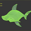 Shark Model With Blue Metallic Finish Open Mouth Glossy Surface Against Dark Background With Reflection