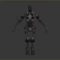 Mechanical Robot Character With Complex Metallic Structure And Articulated Limbs Industrial Sci Fi Design