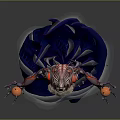 Fantasy Mythical Character With Horns Holding Orbs On Blue Energy Waves