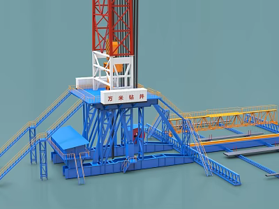 Advanced 10000 Meter Deep Drilling Rig Industrial Equipment Platform Structure 3d model